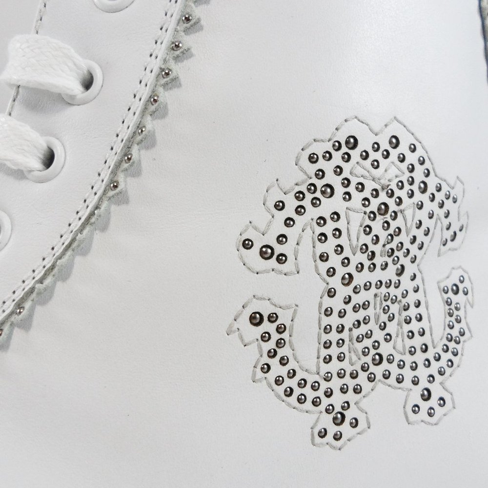 🎁FATHERS DAY NEW $579 ROBERTO CAVALLI HI-TOP EMBELLISHED RC LOGO SNEAKERS 45 - Picture 7 of 12